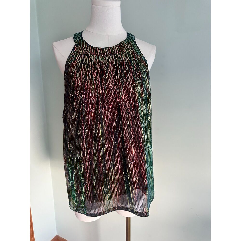 Grace Karin Women's Medium Retro Night Out Sequin Shimmer Sleeveless Halter Top